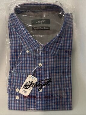 Forsyth of Canada Vintage Classic Fit Blue Plaid Men's Dress Shirt